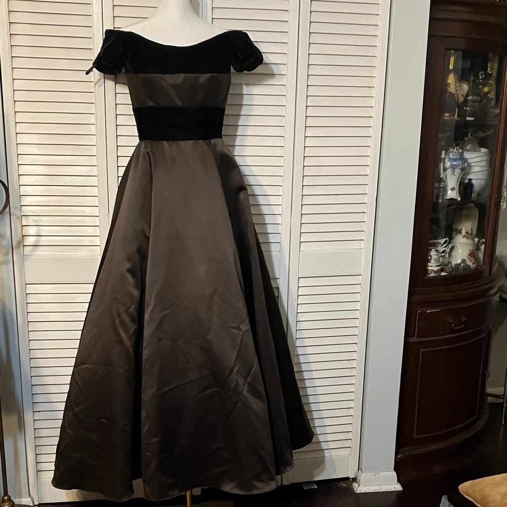 Vintage 1990’s Handmade velvet and Satan Chocolate Gown.